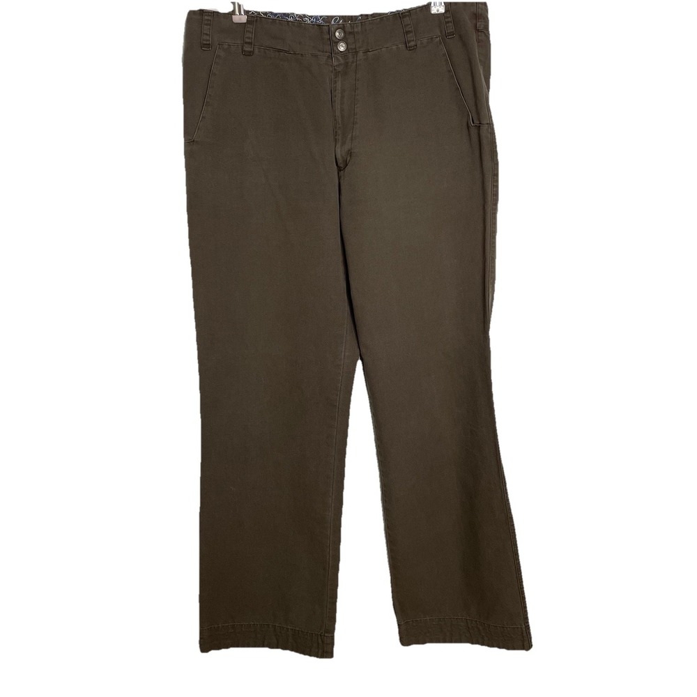 Robert Graham Pants Mens 38 Khaki‎ Green Cotton Flat Front Chino Straight